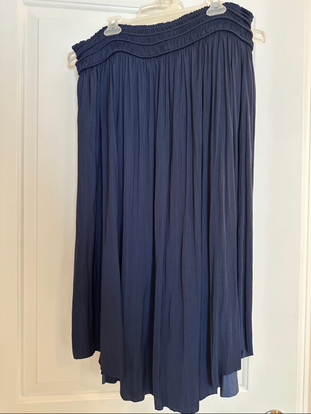 White House Black Market Navy Pleated Midi Skirt